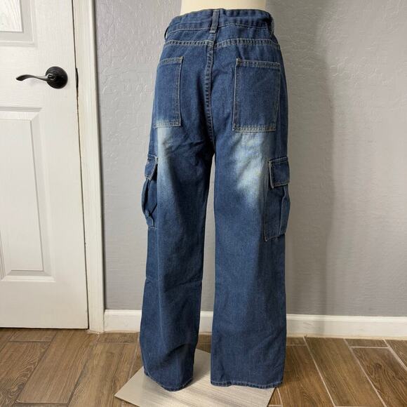 High Street Hello Kitty Bow Cargo Fashion High Waist Jeans Pleated Pants, XL - Picture 5 of 8